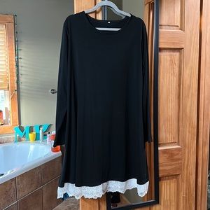 Black flowy dress with lace trim